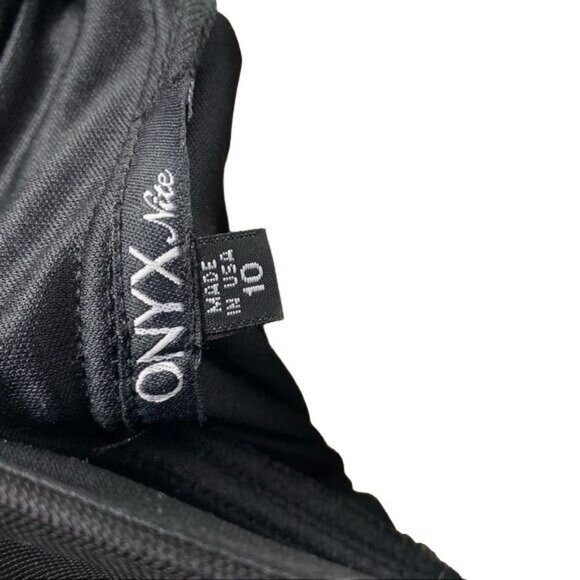 Onyx Sparkle Beaded Floral Little Black Party Dress Size 10 - Picture 13 of 14